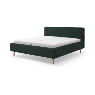 Tmavě zelená čalouněná dvoulůžková postel s úložným prostorem s roštem 140x200 cm Mattis Cord – Meise Möbel