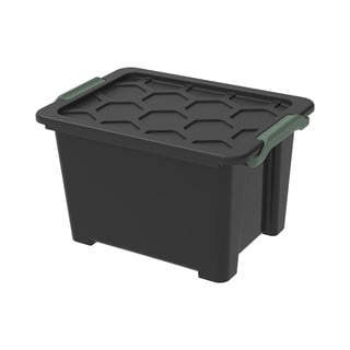 Leskle černý plastový úložný box s víkem Evo  Safe - Rotho