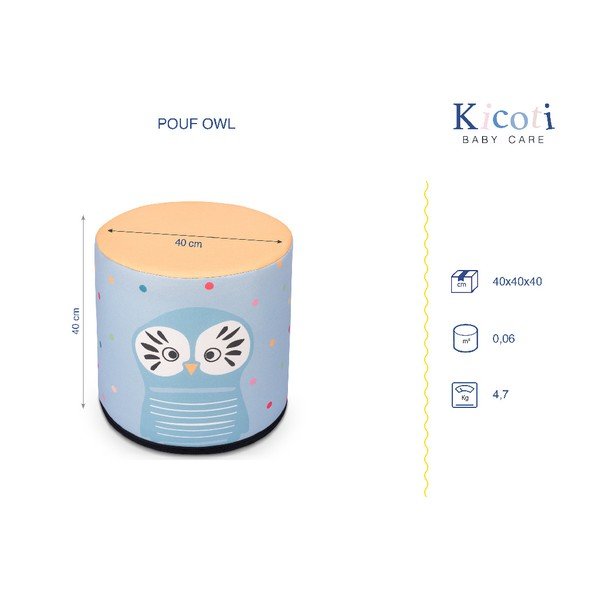 Dětský sedací puf s motivem sovy KICOTI, 40 x 40 cm-image-2