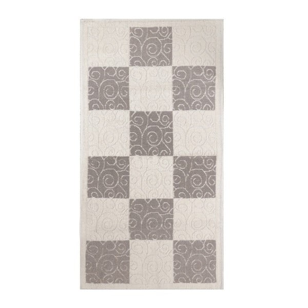 Béžovo-šedý koberec s příměsí bavlny Patchwork Coffee, 80 x 150 cm