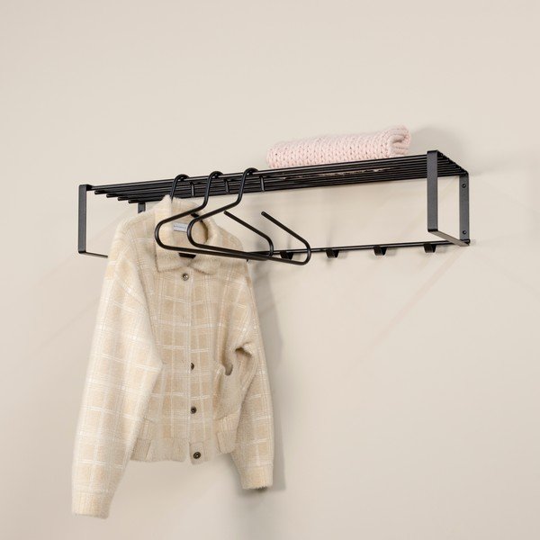 Černý kovový nástěnný věšák s poličkou 100 cm Rex – Spinder Design-image-1