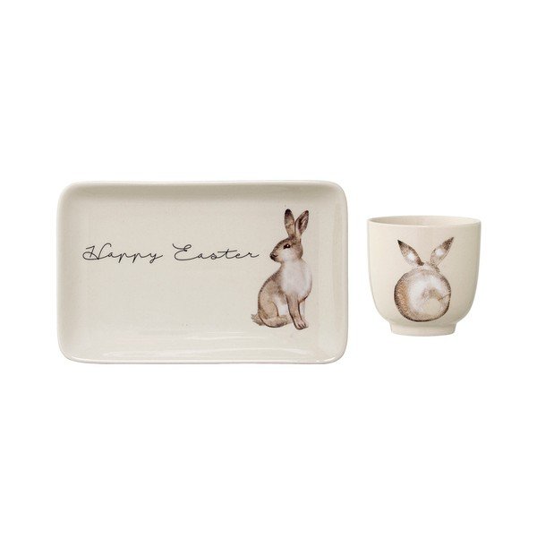 Set kameninového šálku a talířku Bloomingville Bunny