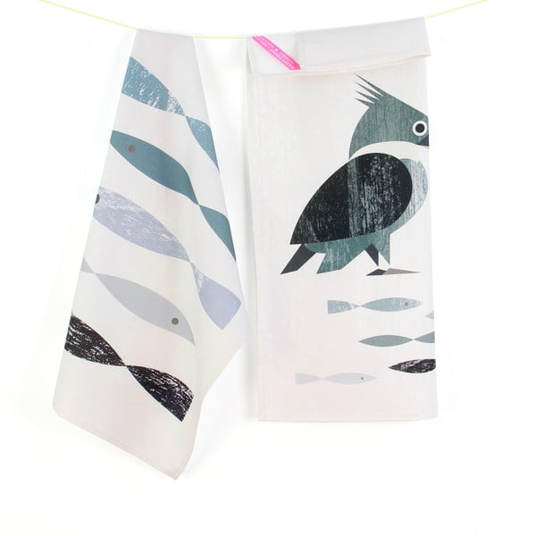Sada 2 bavlněných kuchyňských utěrek Happy Friday Basic Kingfisher, 70 x 50 cm
