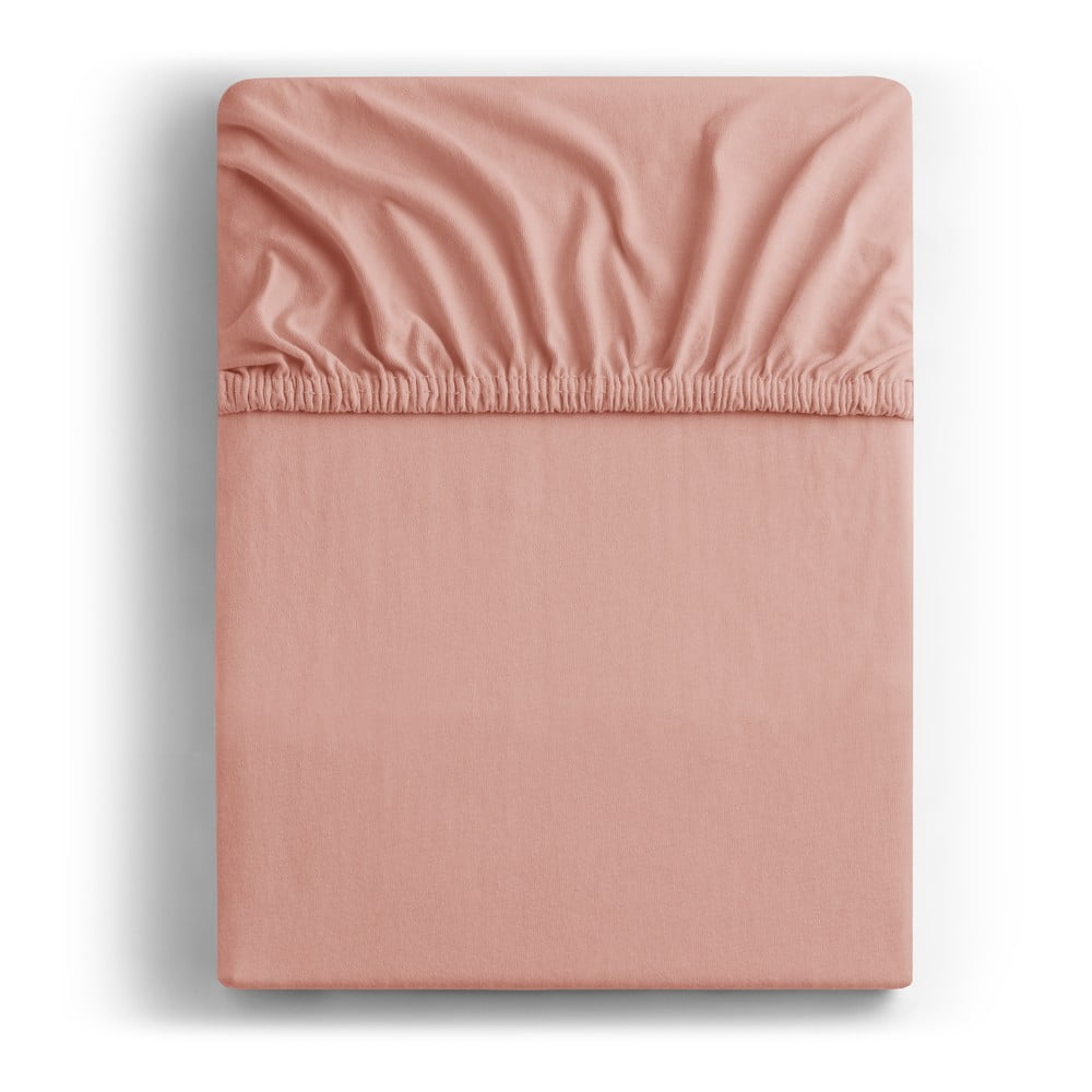Napínací prostěradlo broskvové jersey 240x220 cm Amber – Restilo