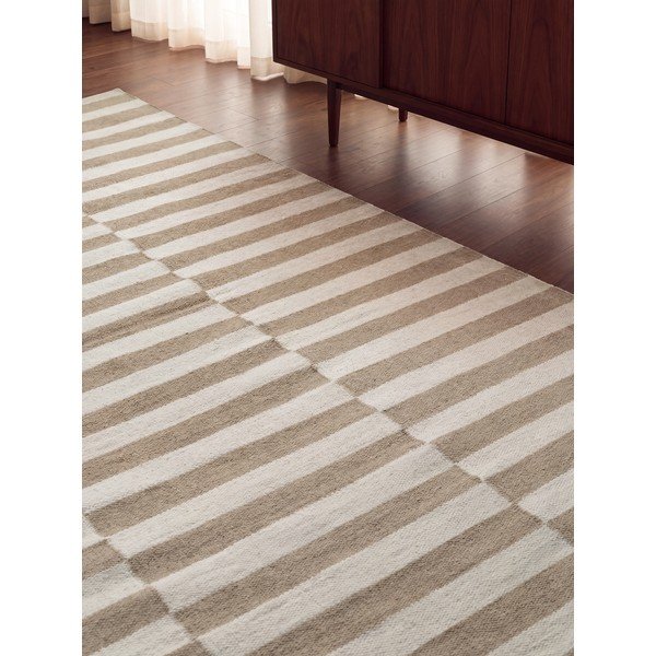 Bílý/světle hnědý oboustranný/ručně tkaný vlněný koberec 200x300 cm Vika – Hanse Home-image-2
