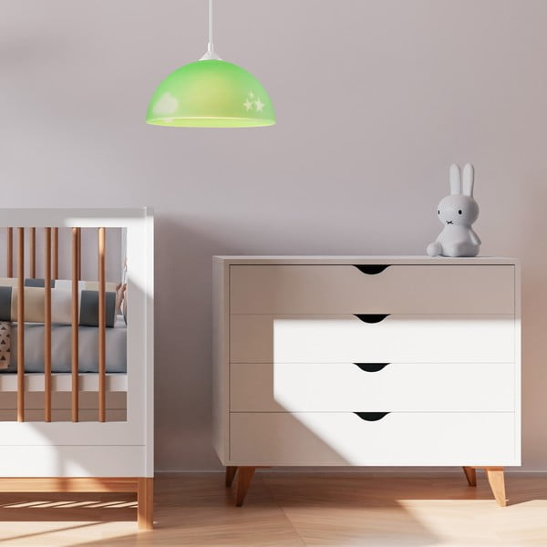 Zelené dětské svítidlo se skleněným stínidlem ø 30 cm Day & Night – LAMKUR-image-3