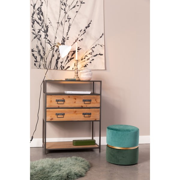 Zelený/tyrkysový sametový taburet Bubbly – White Label-image-1