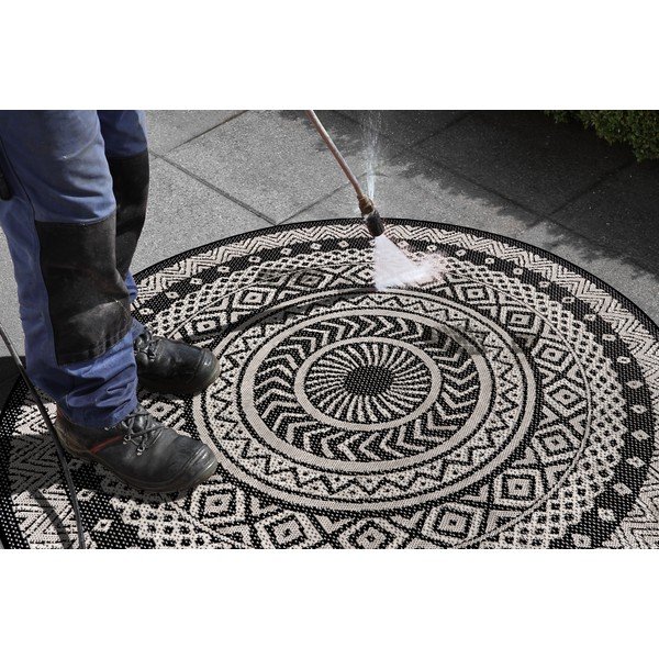 Černo-šedý venkovní koberec Ragami Round, ø 120 cm-image-4