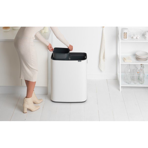 Bílý dotykový ocelový odpadkový koš na tříděný odpad 2x30 l Bo Touch Bin – Brabantia-image-1