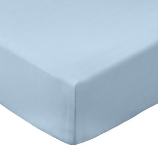 Modré napínací prostěradlo z bavlněného perkálu 185x200 cm Cotton Percale – Bianca