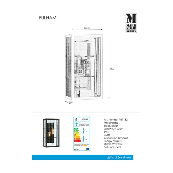 Černé nástěnné svítidlo Markslöjd Fulham-image-2