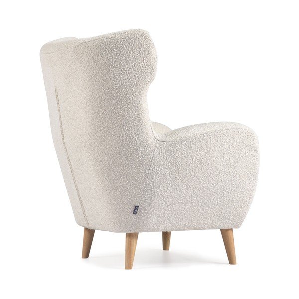 Bílé křeslo z textilie bouclé Patio – Kave Home-image-4