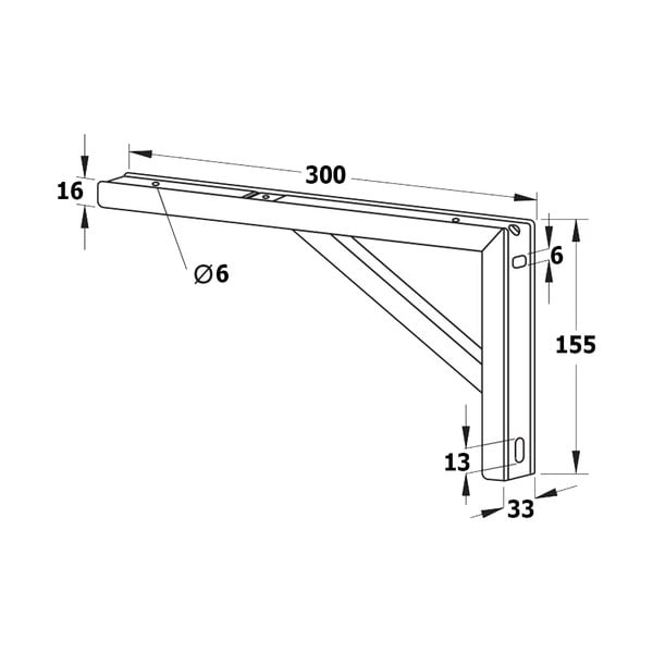 Ocelová podpěra pracovní desky ve stříbrné barvě 30x4 cm – Sapho-image-1