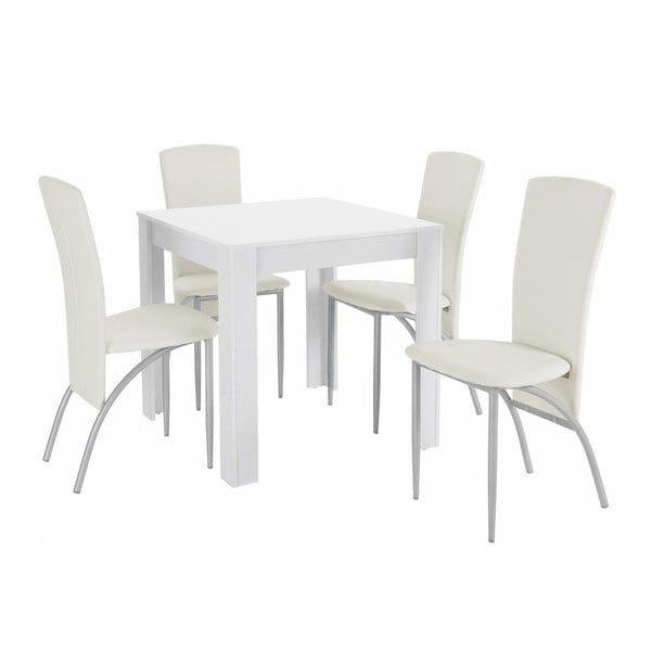 Set jídelního stolu a 4 bílých jídelních židlí Støraa Lori Nevada Duro Puro White