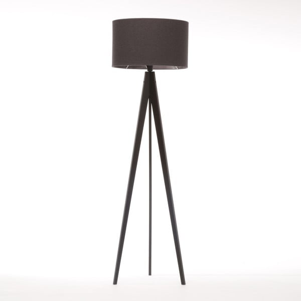Tmavě hnědo-černá stojací lampa 4room Artist, černá lakovaná bříza, 150 cm