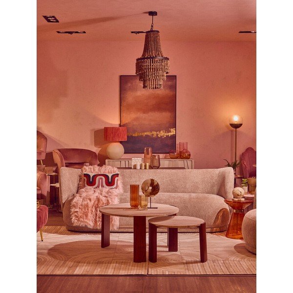 Hnědý/ve světle přírodní barvě kulatý konferenční stolek s mramorovou deskou  ø 60 cm Palermo – Premier Housewares-image-2