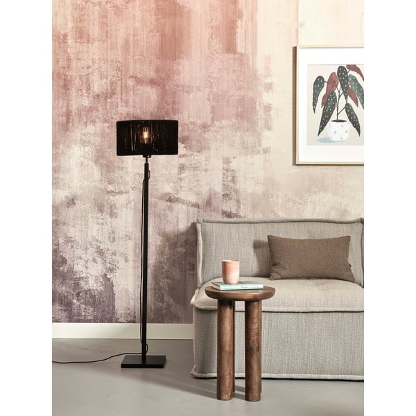 Černá stojací lampa se stínidlem z juty (výška 126 cm) Iguazu – Good&Mojo-image-3