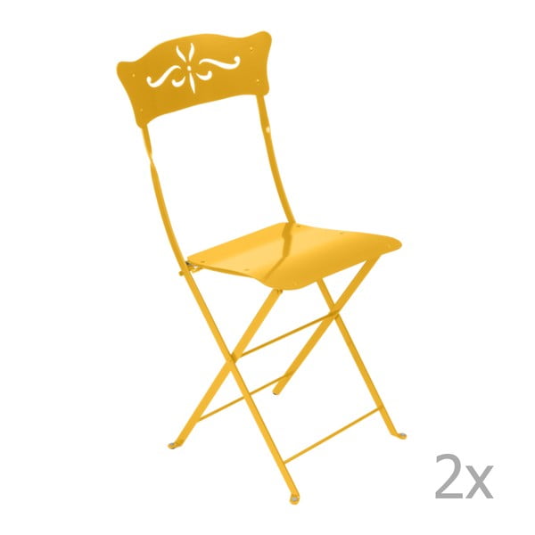 Sada 2 žlutých skládacích zahradních židlí Fermob Bagatelle