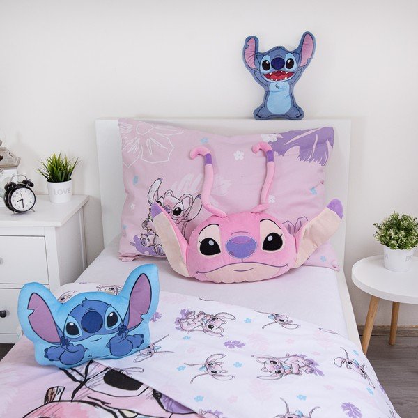 Fleecový dětský polštářek 41x32 cm Lilo and Stitch "Angel Pink" – Jerry Fabrics-image-4