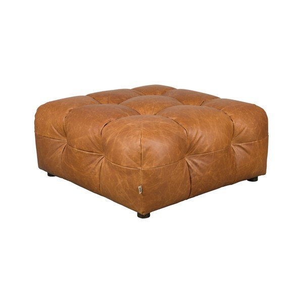 Koňakově hnědá kožená modulární podnožka Hackman – Dutchbone-image-2