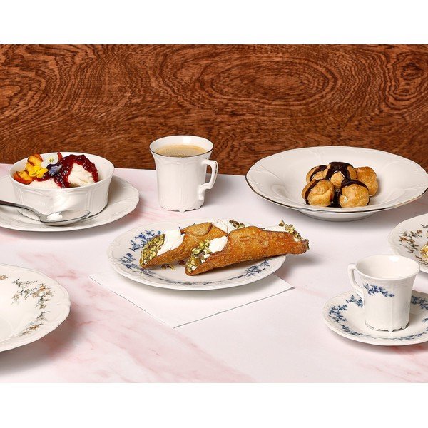 Bílá/modrá porcelánová miska 410 ml Retro – BonBistro-image-1