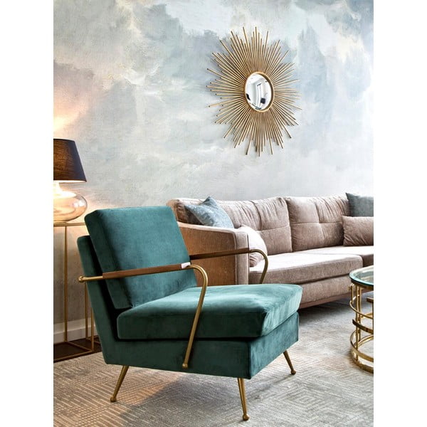 Nástěnné zrcadlo s kovovým rámem ve zlaté barvě Westwing Collection Ella, ø 104 cm-image-1