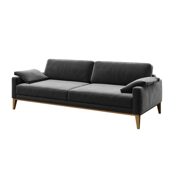 Tmavě šedá sametová pohovka MESONICA Musso 211 cm-image-2