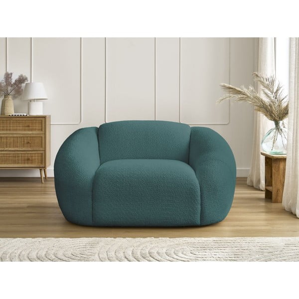 Tyrkysové křeslo z textilie bouclé Tina – Bobochic Paris-image-3