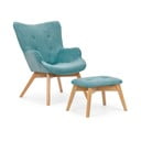 Tyrkysové manšestrové křeslo s podnožkou Niko – Ropez
