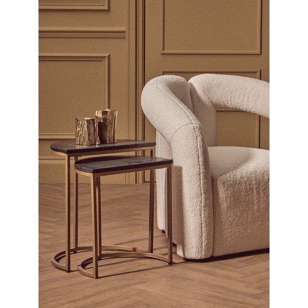 Odkládací stolky v sadě 2 ks s mramorovou deskou  28x45 cm Varana – Premier Housewares-image-1