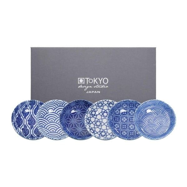 Sada 6 modrých porcelánových misek Tokyo Design Studio, ⌀ 9,5 cm