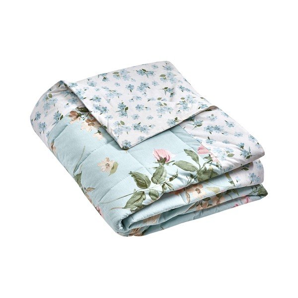 Modrý prošívaný přehoz 220x230 cm Avebury Floral – Catherine Lansfield