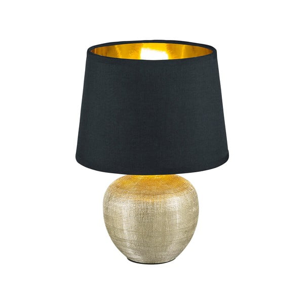 Černá stolní lampa z keramiky a tkaniny Trio Luxor, výška 26 cm