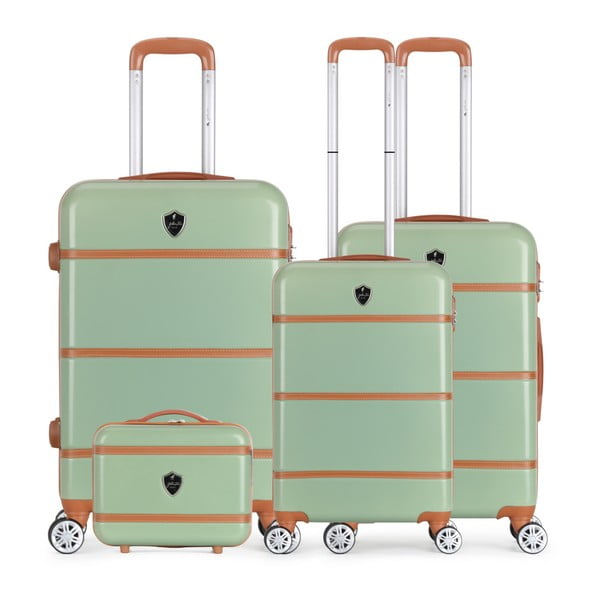 Sada 4 zelených cestovních kufrů na kolečkách GENTLEMAN FARMER Integre & Vanity Duro