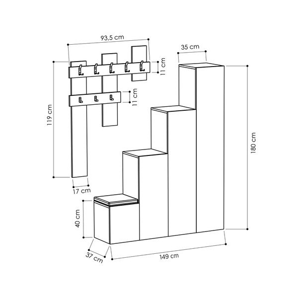 Set skříně a nástěnného věšáku Homitis Up Sonomo-image-2