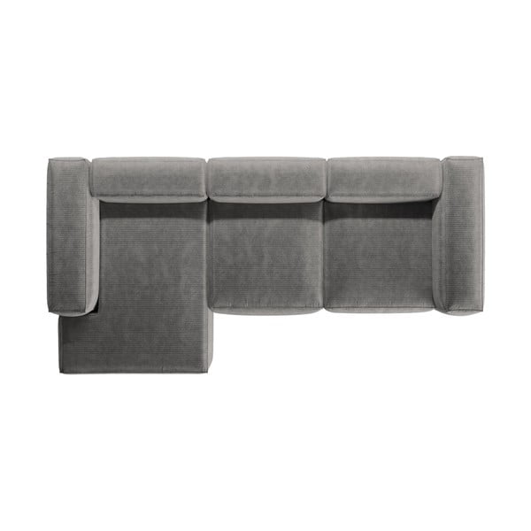 Světle šedá manšestrová rohová pohovka (levý roh/s lenoškou) Bergamo – Cosmopolitan Design-image-3