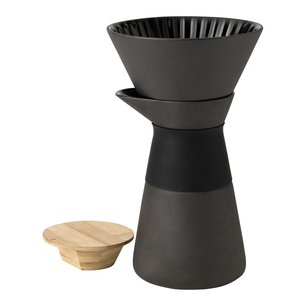 Černý kameninový set na překapávanou kávu 600 ml Theo – Stelton