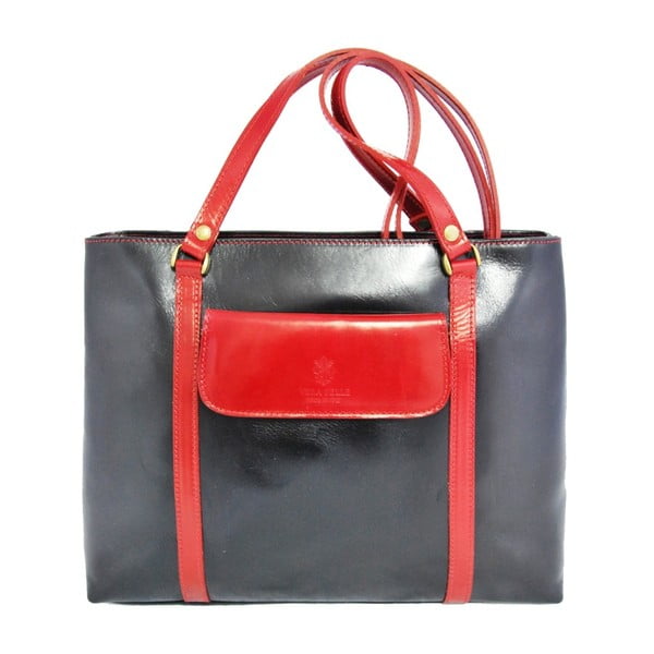 Černo-červená kožená kabelka Giusy Leandri Sandra