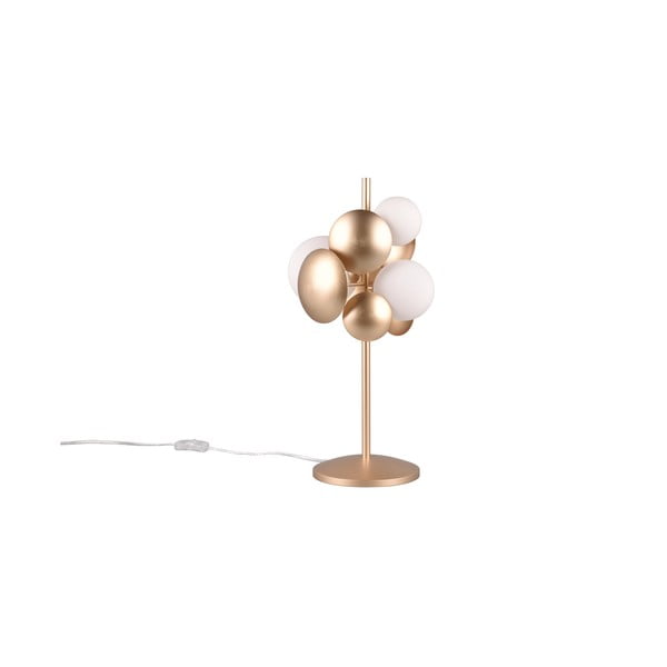 Stolní lampa se skleněným stínidlem ve zlato-bílé barvě (výška 50 cm) Bubble – Trio Select