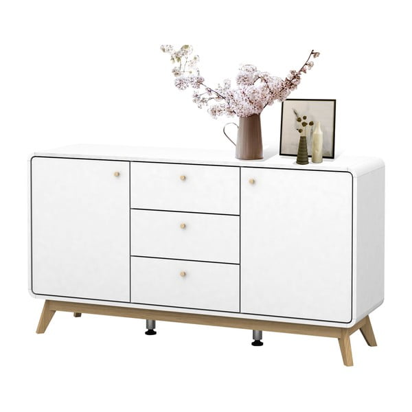 Bílá nízká komoda 140x75 cm Caitlin – Støraa-image-2