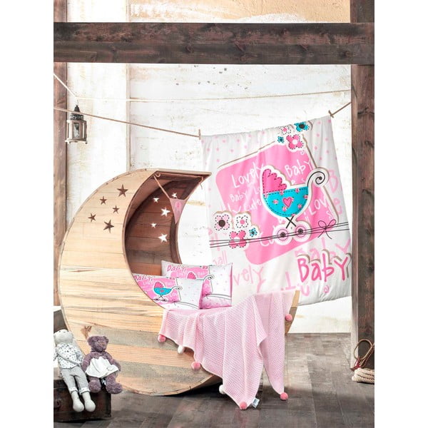 Set dětského povlečení a prostěradla s pletenou dekou Lovely Baby, 100x150 cm