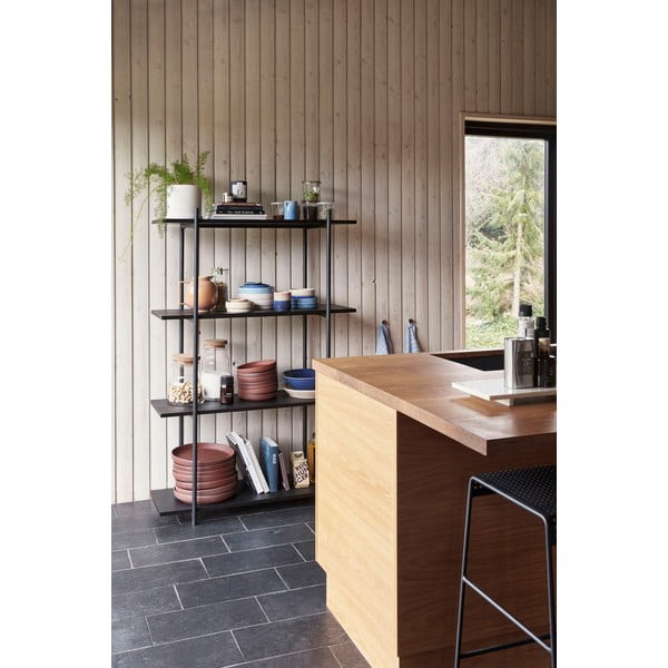 Černý regál z jasanového dřeva se 4 policemi Hübsch Norm-image-1