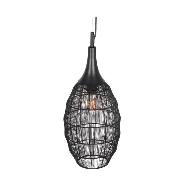 Matně černé závěsné svítidlo s kovovým stínidlem Soraya – Trio-image-1