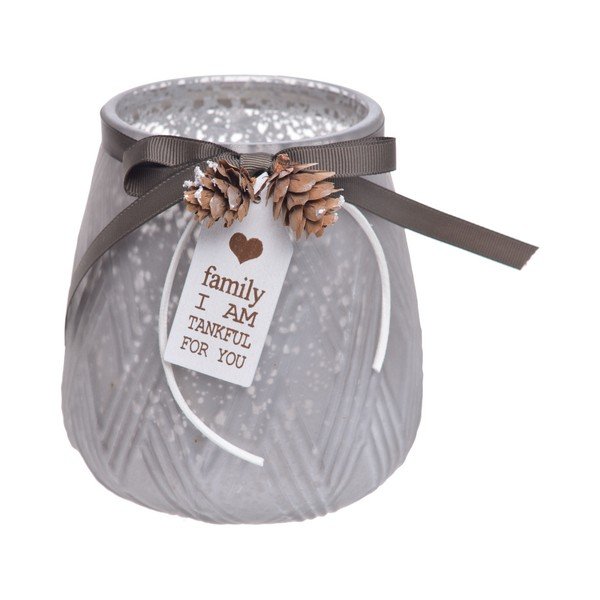 Šedý skleněný svícen Ewax, výška 14 cm