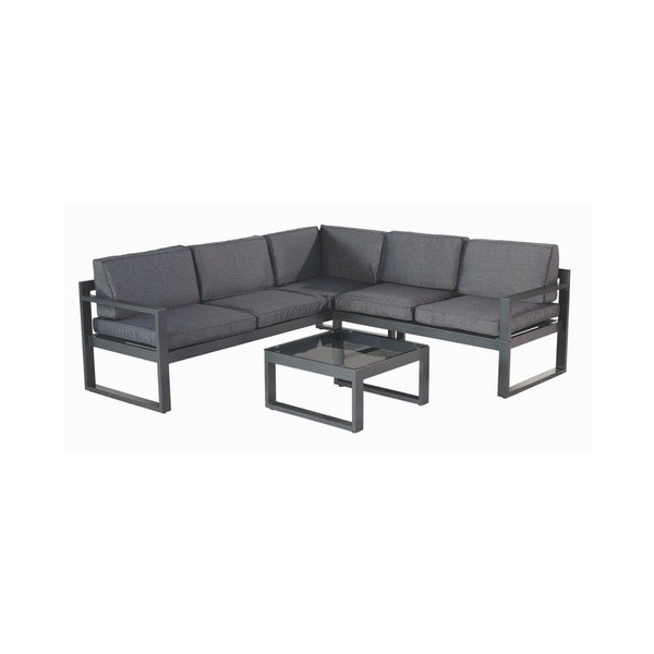 Tmavě šedý hliníkový zahradní lounge set pro 4 Perpignan – Hartman-image-2