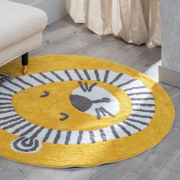 Okrově žlutý bavlněný dětský koberec ø 100 cm Lion – Ixia-image-1