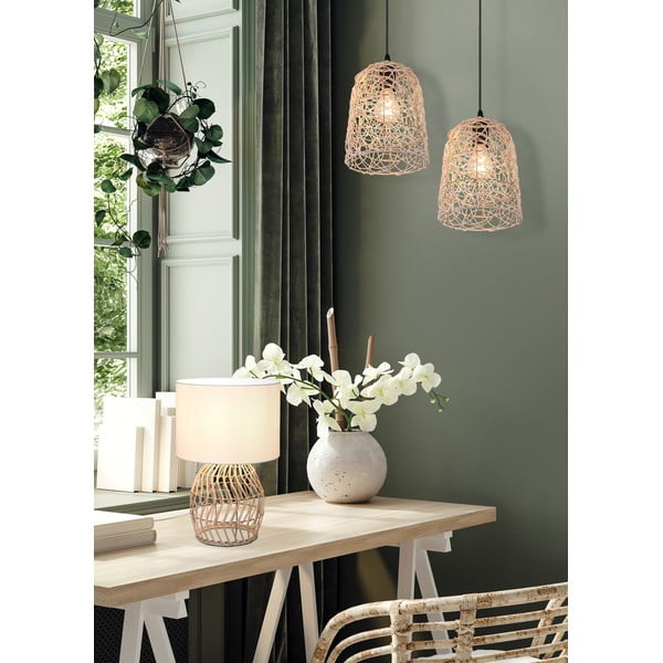 Stolní lampa v bílo-přírodní barvě (výška 38 cm) Rike – Trio-image-2
