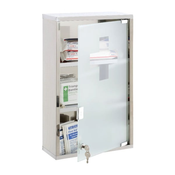 Plastová závěsná skříňka na léky ve stříbrné barvě 30x51 cm – Premier Housewares-image-1