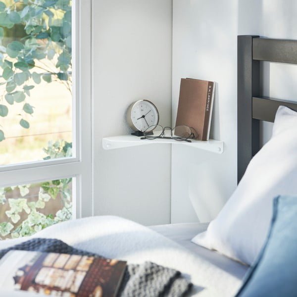 Bílá rohová kovová police 22 cm Tower – YAMAZAKI-image-2