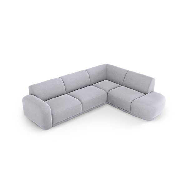 Světle šedá sametová rohová pohovka Erin – Micadoni Home-image-3